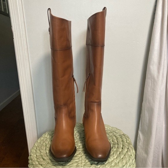 NWOB Sam Edelman Drina Brown Leather Burnished Tall Boho Riding Boots - Picture 9 of 14